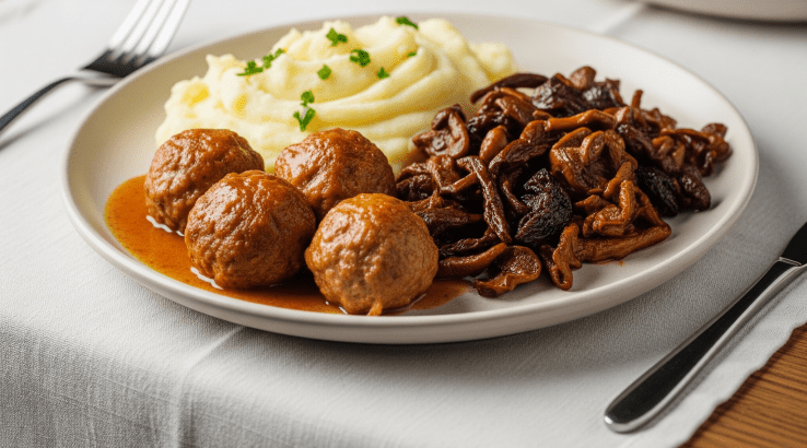 Тефтелі з підливою та грибами