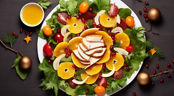 Салат-віночок з куркою та мандаринами