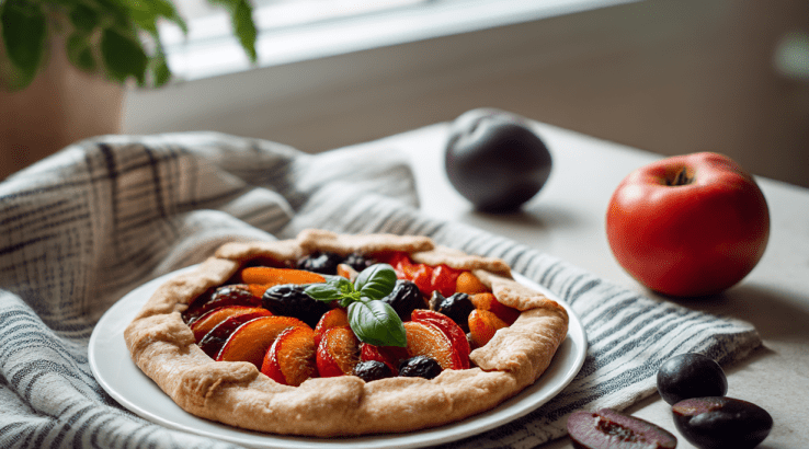 Галета зі сливами томатами та оливками