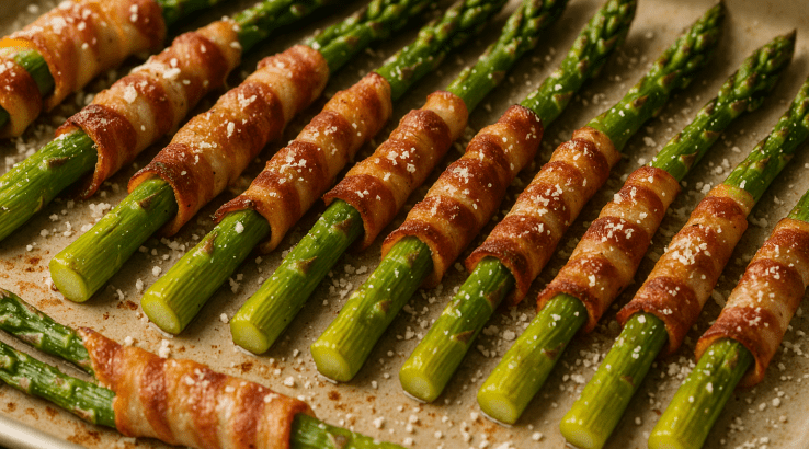 Спаржа з панчетою та сиром