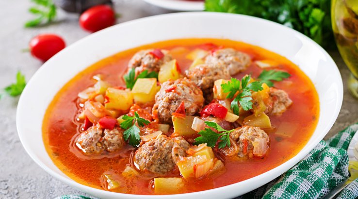 Борщ з фрикадельками