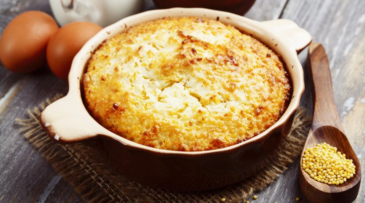 Запіканка з пшона з бринзою і шинкою