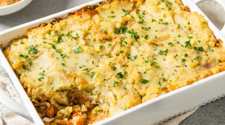 Пиріг із сочевицею та картопляним пюре