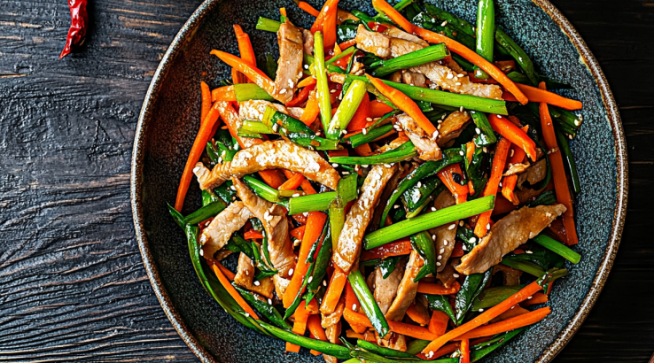 Свинина з часниковими стрілками