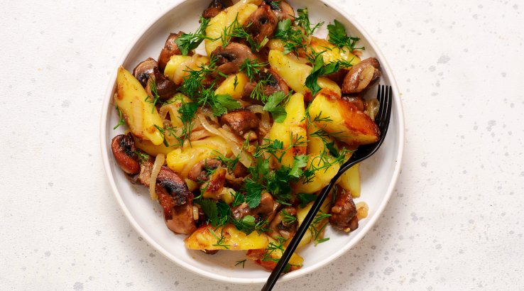 Картопля з печерицями та зеленню