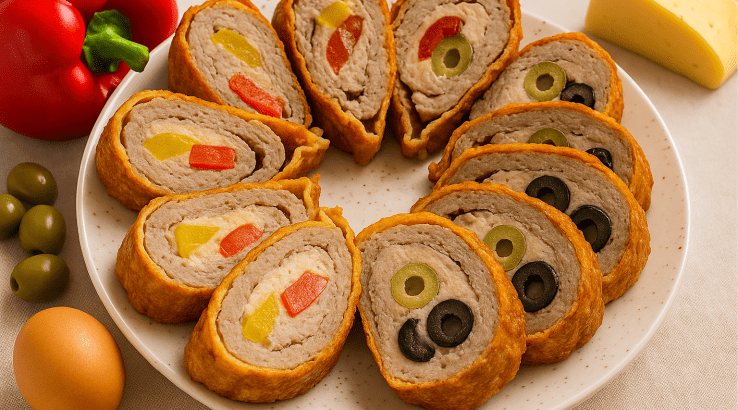 Рулет з вафель і фаршу