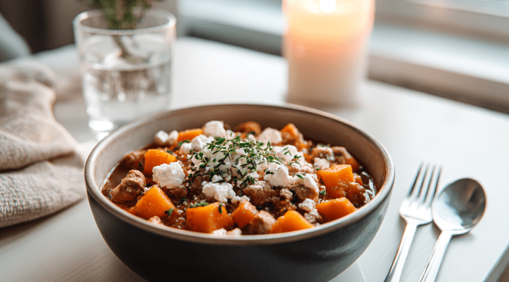 Свиняча вирізка з гарбузом, морквою та фетою