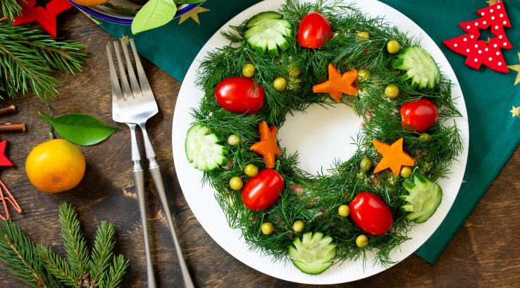 Салат "Різдвяний вінок" з креветками