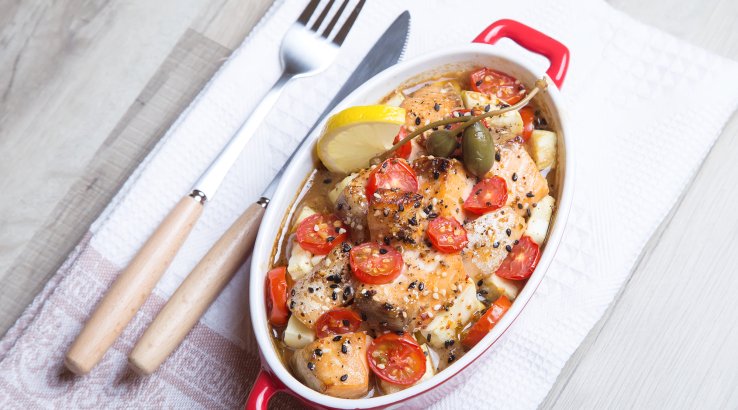 рибна запіканка з томатами