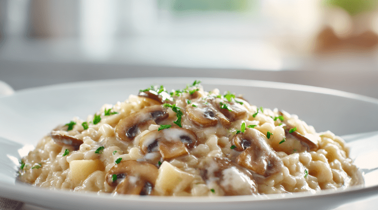 Вершкове ризотто з картоплі та грибів