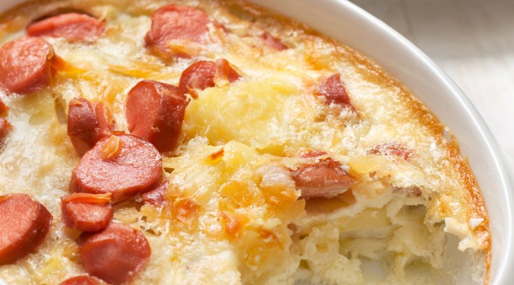 Гратен з ковбасками і сиром