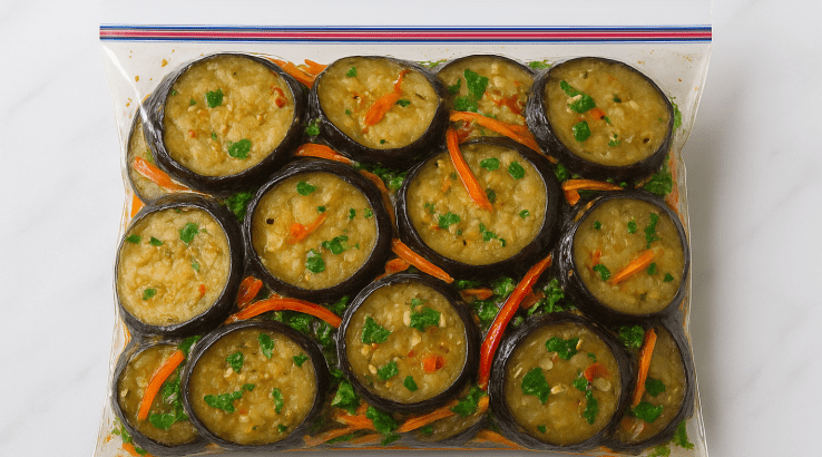 Маринованные баклажаны в пакете