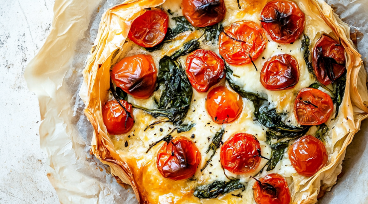 Пиріг зі шпинатом і помідорами
