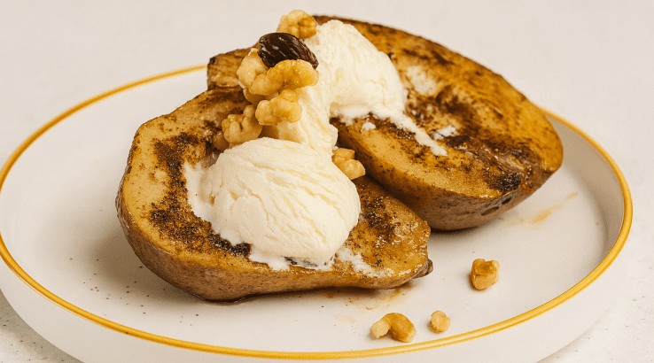 Груші з морозивом та горішками