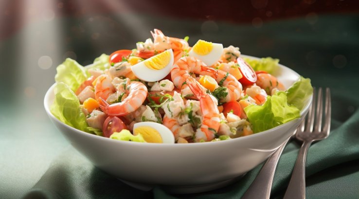 Салат з телятини з раковими шийками