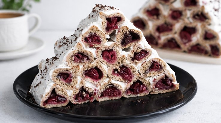 Блинный торт с вишнями