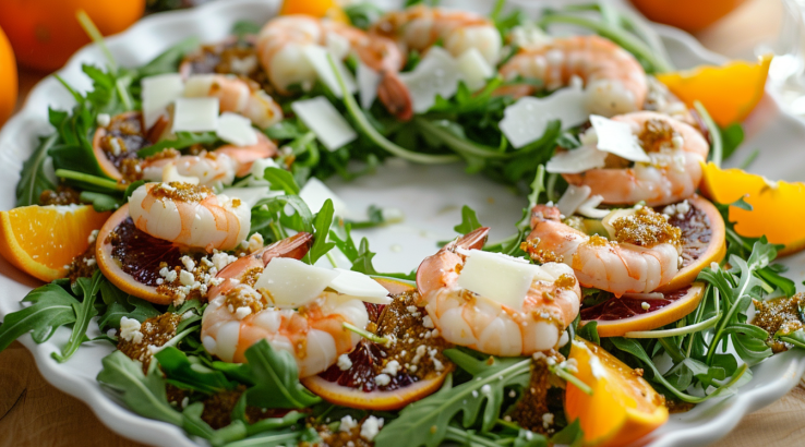 Салат з мандаринами та креветками