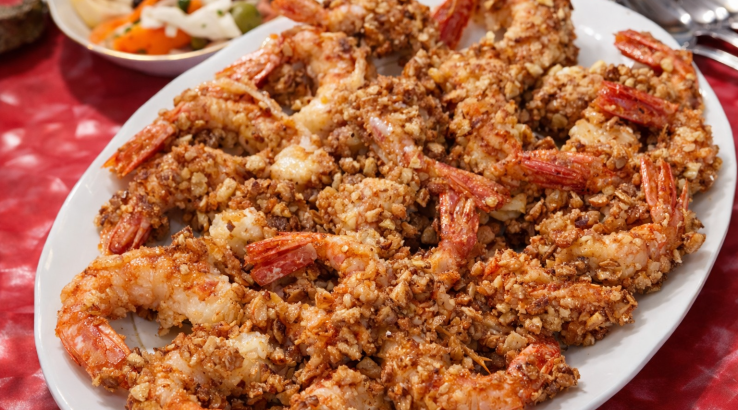 Королівські креветки в горіховій паніровці