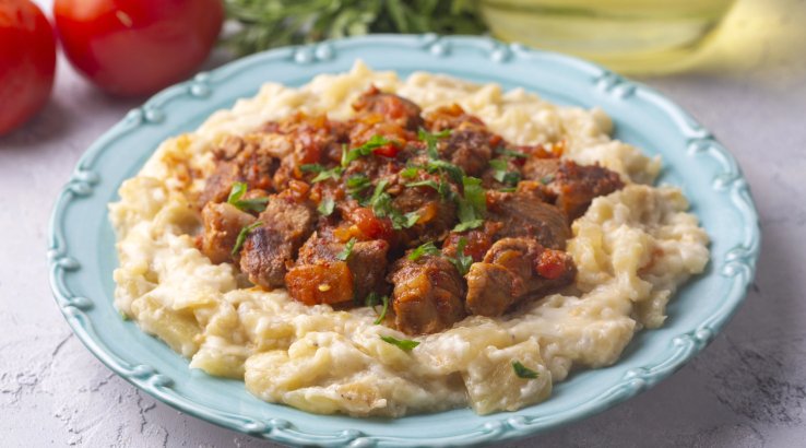 Баранина з овочевим пюре