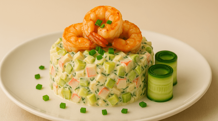 Салат «Нептун» з крабовими паличками та креветками