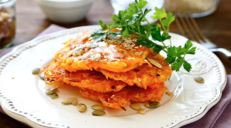 Деруни з гарбуза, картоплі та сиру