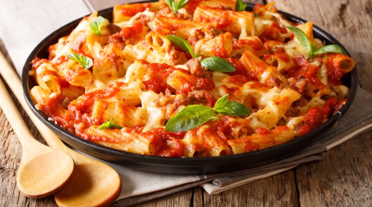 запіканка з макаронів та томатів