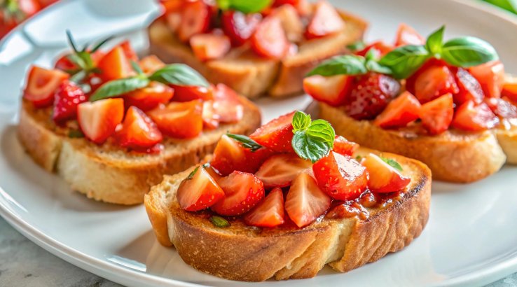 Брускети з паштетом та полуничним компоте
