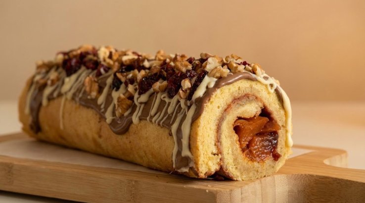 Бісквітний рулет з журавлиною