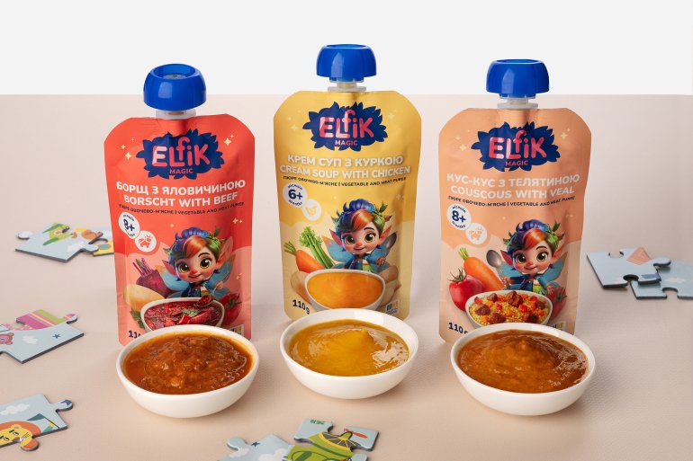 Дитячі пюре ELFIK MAGIC з мʼясом і овочами
